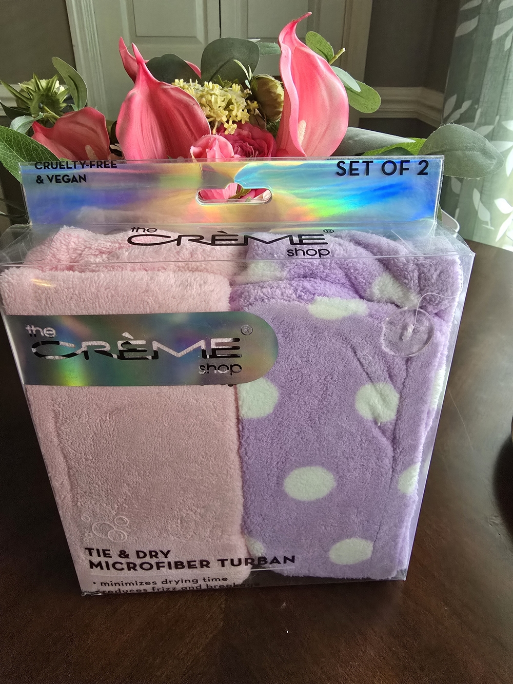 the CRÈME shop Pink & Purple Microfiber Hair Turban Set of 2
